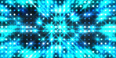 Parlayan ışıklar siyah arka planda parti izleri. Sahne veya stadyum ışıklarının dijital illüstrasyonu. Parlak desenli duvar kağıdı. Sahne ışıkları ile renkli ışıkların ihtişamlı arkaplanı. 