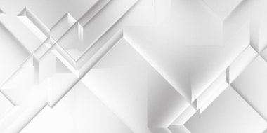 Beyaz 3d geometrik arka plan. Karanlık elementleri olan birinci sınıf soyut duvar kâğıdı. Poster, broşür, sunum ve web sitesi için özel tasarım. Moda lüks minimalist tasarım. Geometrik şablon. 