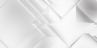 Beyaz 3d geometrik arka plan. Karanlık elementleri olan birinci sınıf soyut duvar kâğıdı. Poster, broşür, sunum ve web sitesi için özel tasarım. Moda lüks minimalist tasarım. Geometrik şablon. 