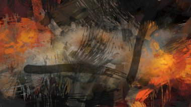 Soyut arkaplanda pürüzlü fırça darbeleri. Fırça boyası. Renkli boya darbeleri. Eşsiz duvar sanatı. Tuvaldeki modern sanat. Renkli çağdaş sanat eserleri.