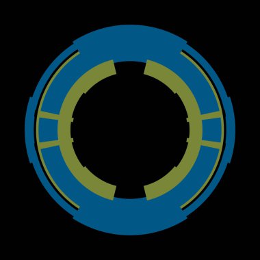 Fütürist dairesel gövde arayüzü elementi. Soyut çember geometrik arkaplan. Dijital teknolojinin grafiksel çizimi.