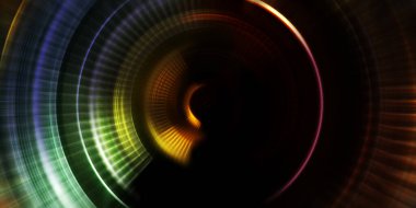 Parlayan neon ışıkları. Parlak sunum tasarım şablonu. Fotoğraf makinesi konsepti. Soyut arkaplan. Dönen ışık ışınları. Hareketli kavramsal duvar kağıdı. Grafik dijital illüstrasyon. 