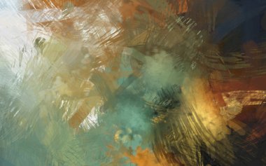 Soyut arkaplanda pürüzlü fırça darbeleri. Fırça boyası. Renkli boya darbeleri. Eşsiz duvar sanatı. Tuvaldeki modern sanat. Renkli çağdaş sanat eserleri.