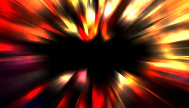 Siyah arkaplanda izole edilmiş dinamik ışık ışınları. Parlayan renkli ışık parçacıklarının grafiksel 2d çizimi.