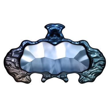 Beyaz arka planda izole bir mücevher. Mücevherli bir fantezi mücevherin 3 boyutlu görüntüsü. Masal elementi. Lüks grafik duvar kağıdı.