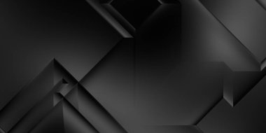 Siyah üç boyutlu geometrik arkaplan. Moda lüks minimalist tasarım. Geometrik şablon. Karanlık elementleri olan birinci sınıf soyut duvar kâğıdı. Poster, broşür, sunum, web sitesi için özel tasarım.
