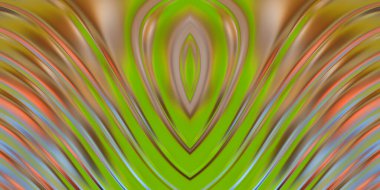 Renkli dalgalı yansıtıcı duvar kağıdının üç boyutlu çizimi. Duvar kağıdı, afiş, arkaplan, kart, kitap kapağı veya web sitesi için grafiksel illüstrasyon. Soyut parlak arkaplan.