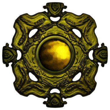 Beyaz arka planda izole bir mücevher. Mücevherli bir fantezi mücevherin 3 boyutlu görüntüsü. Masal elementi. Lüks grafik duvar kağıdı.