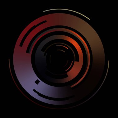 Gelecekçi hud arayüzü elementi. Soyut geometrik arkaplan. Dijital teknolojinin grafiksel çizimi siyah arkaplanda izole edildi..