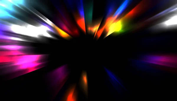 Dynamic Rays Light Isolated Black Background Graphic Illustration Glowing Colorful — ストック写真