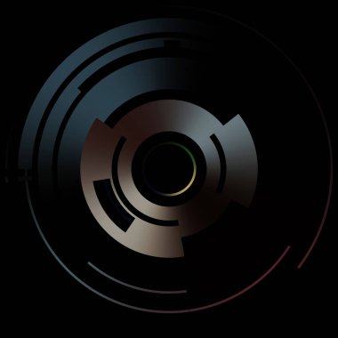 Gelecekçi hud arayüzü elementi. Soyut geometrik arkaplan. Dijital teknolojinin grafiksel çizimi siyah arkaplanda izole edildi..