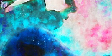 Kova desenli illüstrasyon. Çağdaş ve modern doku. Soyut renk boyama arka planı. Yaratıcı ve sanatsal duvar kağıdı. Fırçalanmış şekilleri ve lekeleri olan sanatsal duvar..