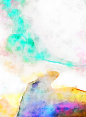 Kova desenli illüstrasyon. Çağdaş ve modern doku. Soyut renk boyama arka planı. Yaratıcı ve sanatsal duvar kağıdı. Fırçalanmış şekilleri ve lekeleri olan sanatsal duvar..