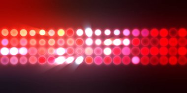 Parlak desenli duvar kağıdı. Sahne ışıkları olan renkli ışıkların ihtişamlı arkaplanı. Parlayan ışıklar siyah arka planda parti izleri. Sahne veya stadyum ışıklarının dijital illüstrasyonu. 