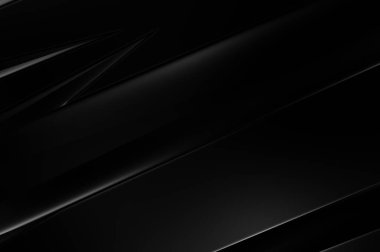 Geometrik katmanlı 3 boyutlu siyah arkaplan. Soyut koyu fütüristik duvar kağıdı. Zarif, parlak çizgili arka plan. Poster, broşür, sunum ve web sitesi için geometrik şablon tasarımı.