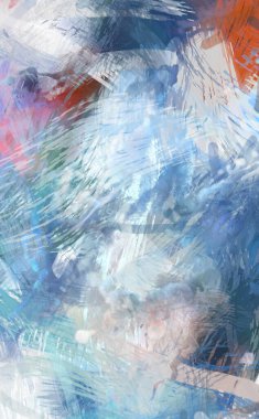 Soyut arkaplanda pürüzlü fırça darbeleri. Fırça boyası. Renkli boya darbeleri. Eşsiz duvar sanatı. Tuvaldeki modern sanat. Renkli çağdaş sanat eserleri.