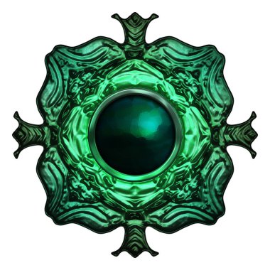 Beyaz arka planda izole bir mücevher. Mücevherli bir fantezi mücevherin 3 boyutlu görüntüsü. Masal elementi. Lüks grafik duvar kağıdı.