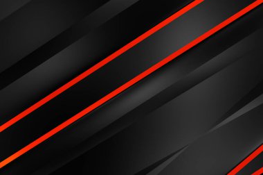 Metin için kopyalama alanı olan soyut siyah paneller. Üç boyutlu illüstrasyon. Renkli ışık özellikli koyu renk tasarım şablonu. Zarif geometrik parlak çizgili arka plan. Minimalist geometrik kapak grafiği.