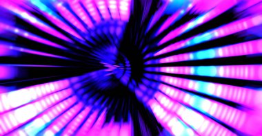 Siyah arkaplanda dönen ışık gösterisi. Lüks çizgiler. Parlak kıvrımlı duvar kağıdı. Uzay tüneli. Dönen ışık çemberi ya da maytap izi. Parlak konsept çizimi.