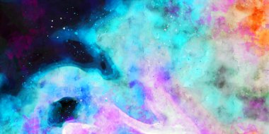 Kova desenli illüstrasyon. Çağdaş ve modern doku. Soyut renk boyama arka planı. Yaratıcı ve sanatsal duvar kağıdı. Fırçalanmış şekilleri ve lekeleri olan sanatsal duvar..