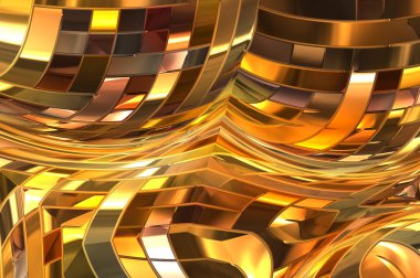 Metalik panel dokusunun 3 boyutlu çizimi. Renkli, parlak, soyut duvar kağıdı. Geometrik teknolojik parlak yansıtıcı arka plan. Yaratıcı parlak kavramsal arkaplan.