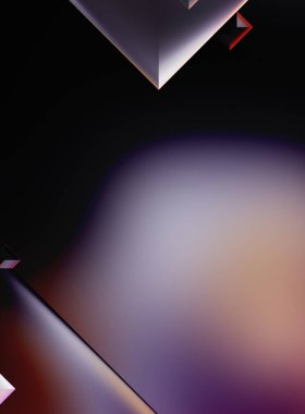 Geometrik dinamik şekiller. Gölgeli teknoloji dijital şablonu ve gradyan arka planda ışıklar. Modern basit geometrik renk gradyanı soyut arkaplan. 3B illüstrasyon. 