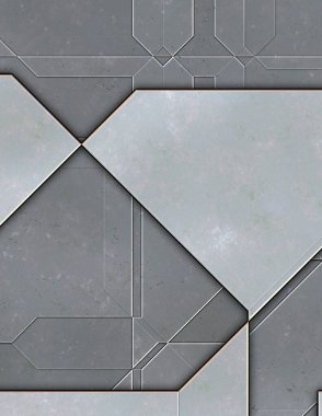 Katmanlı paneller. Fütürist soyut duvar kağıdı. Geometrik teknolojik yansıtıcı arka plan 3D metalik doku. Uzay gemisi desen yüzeyi.