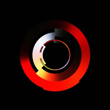 Gelecekçi hud arayüzü elementi. Soyut geometrik arkaplan. Dijital teknolojinin grafiksel çizimi siyah arkaplanda izole edildi..