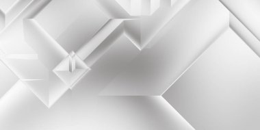Beyaz 3d geometrik arka plan. Karanlık elementleri olan birinci sınıf soyut duvar kâğıdı. Poster, broşür, sunum ve web sitesi için özel tasarım. Moda lüks minimalist tasarım. Geometrik şablon. 