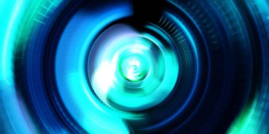 Fotoğraf makinesi konsepti. Soyut arkaplan. Dönen ışık ışınları. Hareketli kavramsal duvar kağıdı. Grafik dijital illüstrasyon. Parlayan neon ışıkları. Parlak sunum tasarım şablonu.