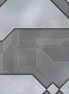 Katmanlı paneller. Fütürist soyut duvar kağıdı. Geometrik teknolojik yansıtıcı arka plan 3D metalik doku. Uzay gemisi desen yüzeyi.
