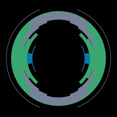 Fütürist dairesel gövde arayüzü elementi. Soyut çember geometrik arkaplan. Dijital teknolojinin grafiksel çizimi.