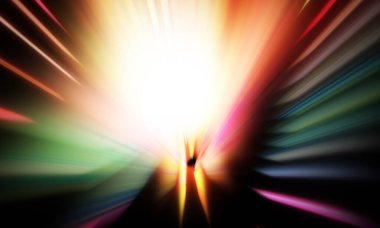 Siyah zemin üzerinde ışık parçacığı izleri. Parlayan parçacıkları ve çizgileri olan ışık patlaması yıldızı. Güzel hareketli soyut ışınlar duvar kağıdı. Renkli Patlama grafiği. Işık ışınlarının patlaması. 