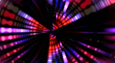 Siyah arkaplanda dönen ışık gösterisi. Lüks çizgiler. Parlak kıvrımlı duvar kağıdı. Uzay tüneli. Dönen ışık çemberi ya da maytap izi. Parlak konsept çizimi.