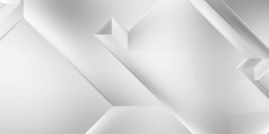 Beyaz 3d geometrik arka plan. Karanlık elementleri olan birinci sınıf soyut duvar kâğıdı. Poster, broşür, sunum ve web sitesi için özel tasarım. Moda lüks minimalist tasarım. Geometrik şablon. 