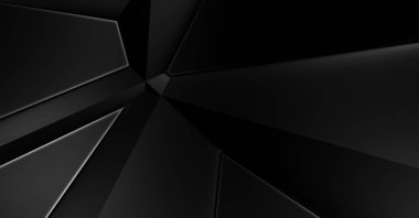 Lüks minimalist tasarım. Fütürist şablon. Karanlık elementleri olan birinci sınıf soyut duvar kâğıdı. Zarif bir zemin. Siyah üç boyutlu geometrik arkaplan. Poster, broşür, sunum için tasarım.