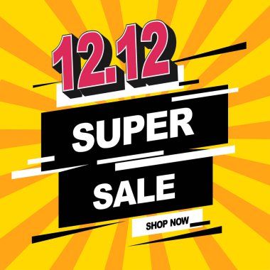 Özel gün 12.12 Alışveriş Günü posteri ya da broşür tasarımı. Geçen ayın 12.12 'sinde online satış. EPS 10 Vektörü