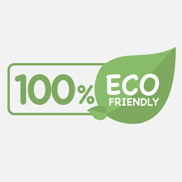 100 친화적 스티커입니다 Eco Friendly 아이콘 Vector Illustration Green Organic — 스톡 벡터