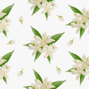 Turuncu çiçekli tropik, pürüzsüz desen. Moda baskıları için zarif bir şablon.