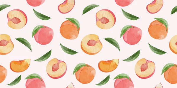 Απρόσκοπτη Μοτίβα Ροδάκινο Φρούτα Βοτανική Απεικόνιση Του Ροδάκινου Μοντέρνες Υφές — Διανυσματικό Αρχείο