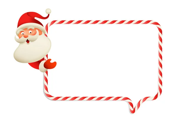 Feliz Navidad Lindo Santa Claus Con Letrero Grande Ilustración Escena — Vector de stock