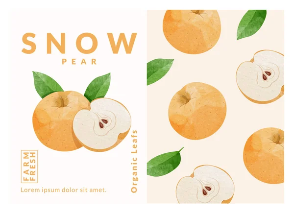 Snow Pear Packaging Design Templates Watercolour Style Vector Illustration — Stockvektor