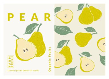 Pear packaging design templates, watercolour style vector illustration.