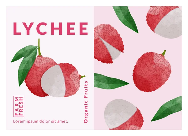 Stock Vector 2143459647Lychee Packaging Design Templates Watercolour Style Vector Illustration — Διανυσματικό Αρχείο