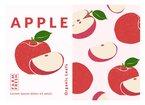 Apple Etikett Verpackungsdesign Vorlagen Von Hand Gezeichnete Vektor Illustration — Stockvektor