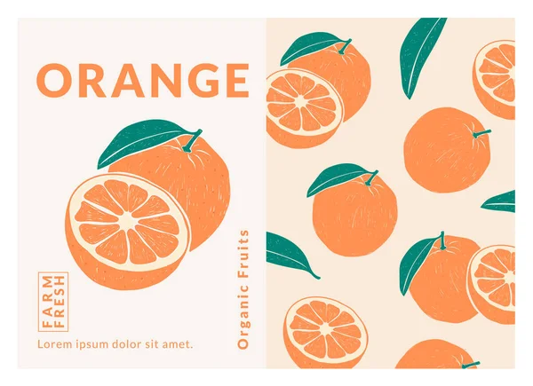 Orange packaging design templates, watercolour style vector illustration.