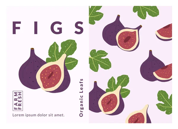 Fig Packaging Design Templates Watercolour Style Vector Illustration — ストックベクタ