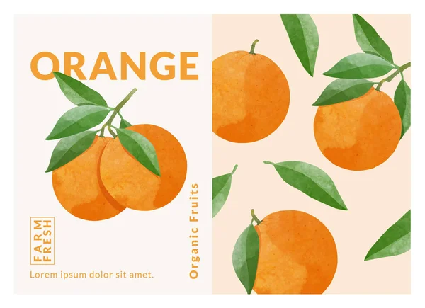 Orange Packaging Design Templates Watercolour Style Vector Illustration — Stockvektor