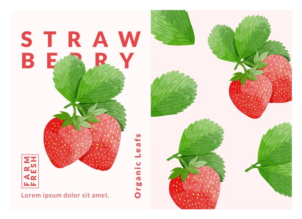 Strawberry Packaging Design Templates Watercolour Style Vector Illustration — Vettoriale Stock