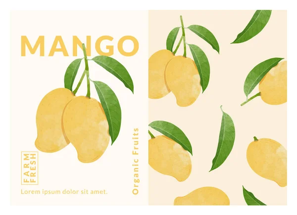 Mango Packaging Design Templates Watercolour Style Vector Illustration — 图库矢量图片